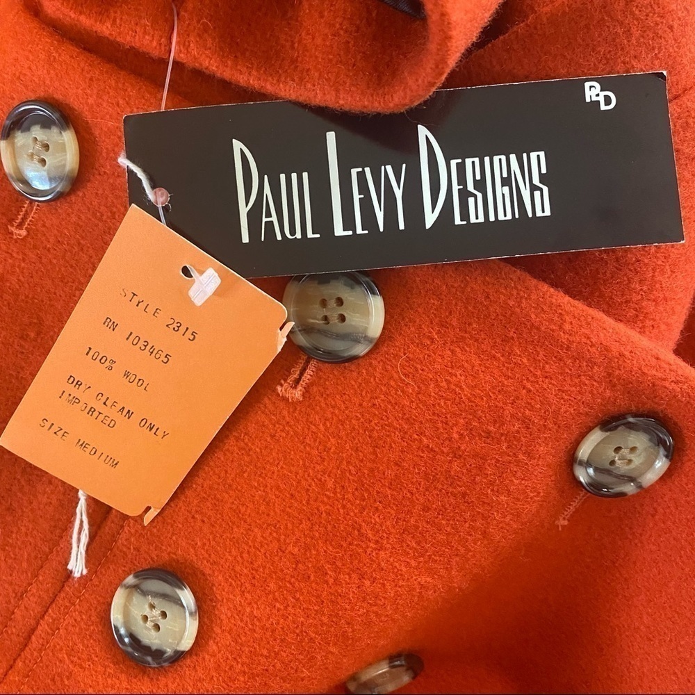 PAUL LEVY Vintage Wool Double Breast Coat Size M NEW - Picture 11 of 13